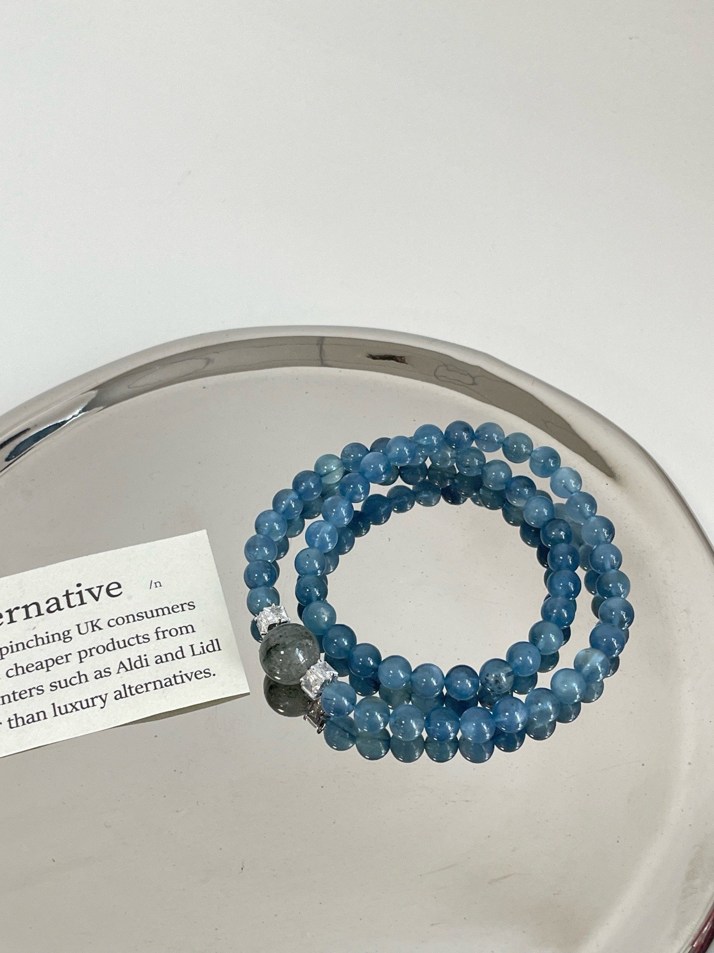 Mystic Harmony – Aquamarine & Green Phantom Crystal Bracelet.6mm-10mm